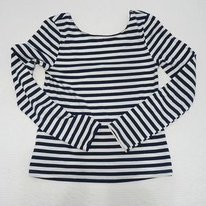 She&Sky; Small, White and Blue Striped, Long Sleeve Shirt